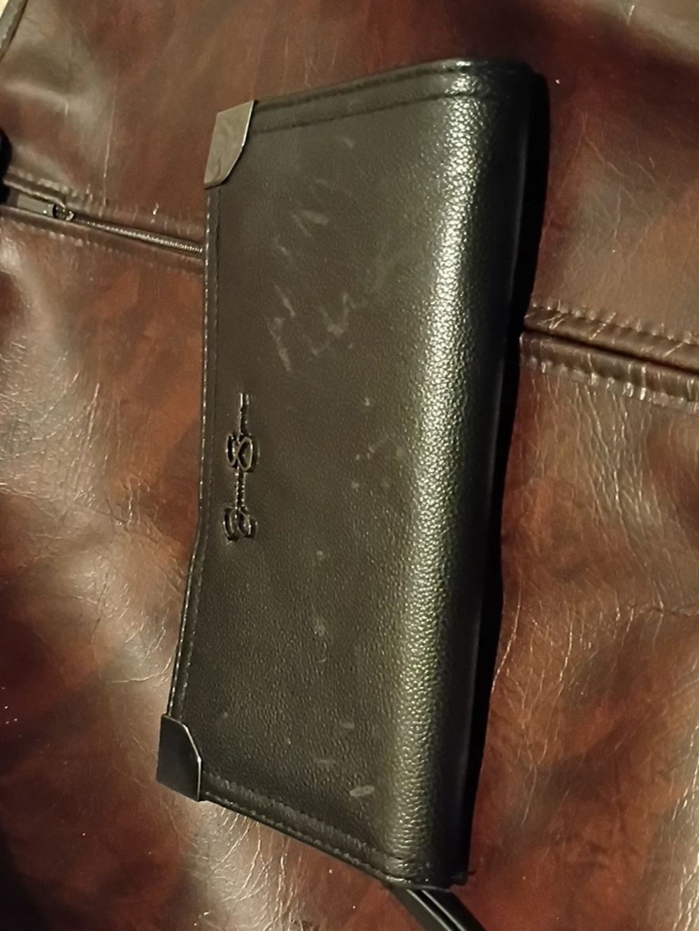 Black Men’s Leather Wristlet Clutch - Unbranded